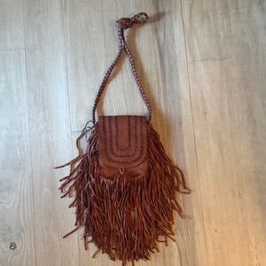 Christiansen Caramel Fringe Leather Shoulder Bag